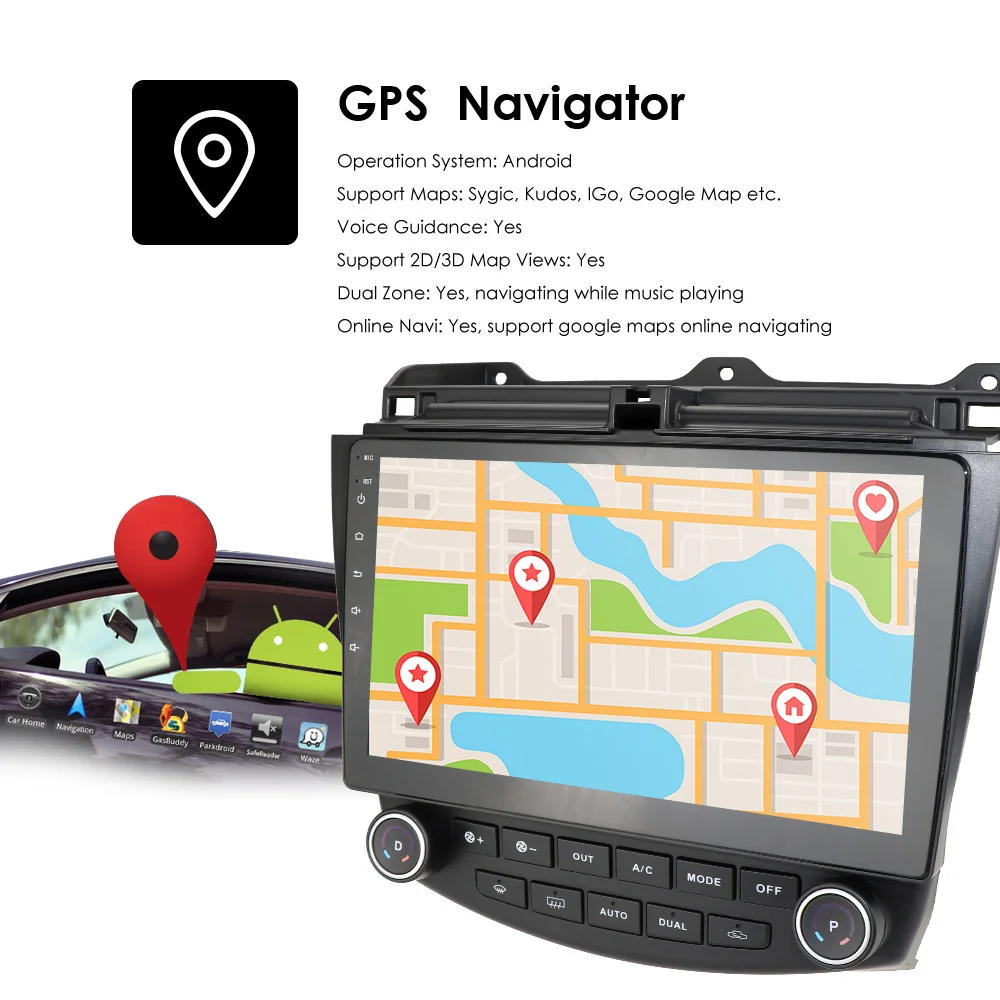 Sale Android 9.0 HD 1024*600 Car GPS Player Radio For Honda ACCORD 7 2003-2007 4G WIFI GPS Navigation Head Unit 2 din Auto Audio moto 2