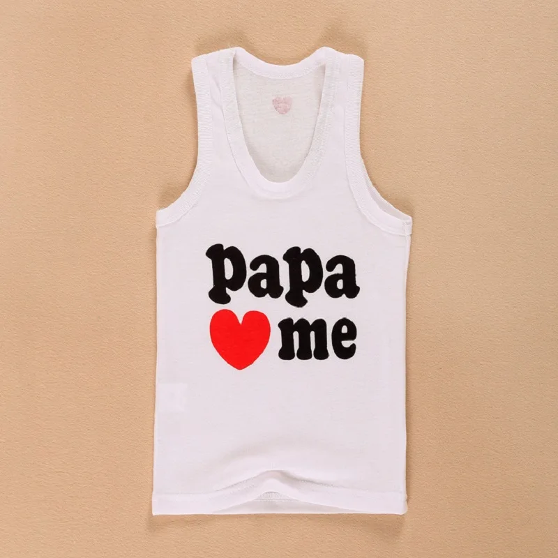

2016 New Baby Girls Letter Print T-Shirt Tops Papa Mama Love Me Children Vest