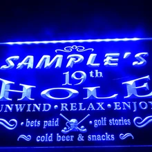 DZ010-для персонализированного названия Golf 19-ое отверстие бар Неоновый знак медведя повесить знак домашний декор ремесла