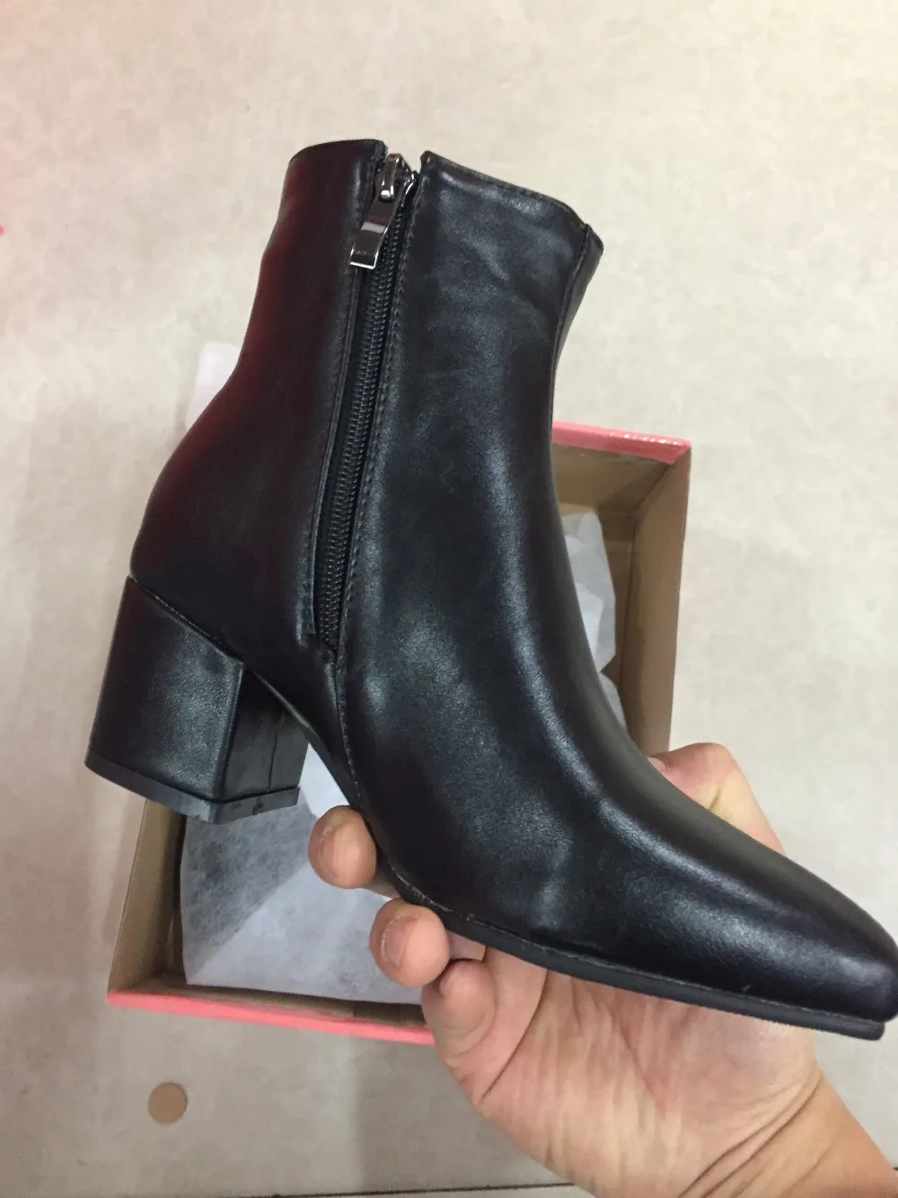 RQFF Brand Winter Boots Women With Box Big size 34-43 Shoes Woman 6CM Heel Ankle Boot Female Footwear Gold Leather Ladies Shoe (30)