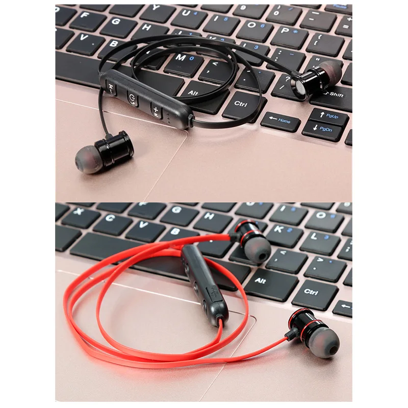 Спортивные Bluetooth наушники магнитные в ухо красный/черный беспроводная гарнитура