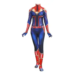 FOGIMOYA Новый 3D для женщин обувь для девочек фильм версия Капитан Marvel Carol Danvers косплэй костюм Zentai супергерой боди комбинезоны