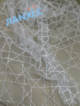 

New design JIANXI.C-62302 african lace fabric WITH glitter sequins French tulle lace fabric For Wedding dress