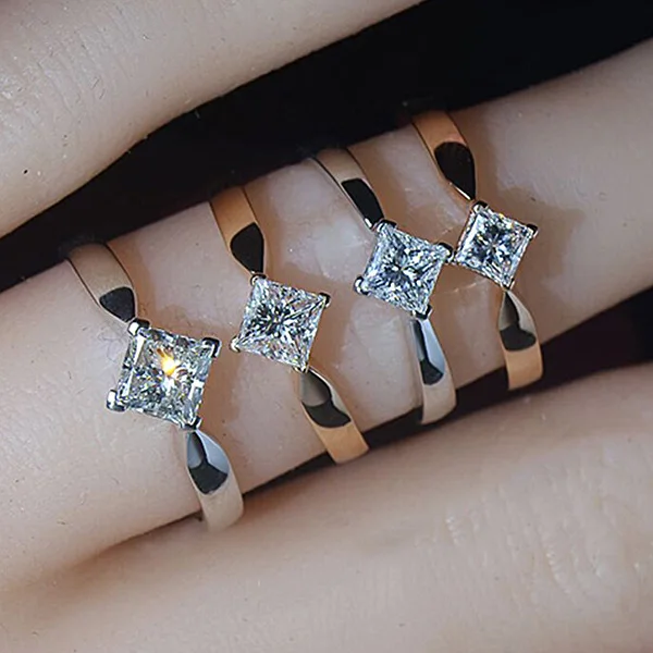 1 шт. высококачественный геометрический квадратный граненый циркон Тонкий ремешок персонализированные серебряные золотые кольца для женщин Свадебная вечеринка