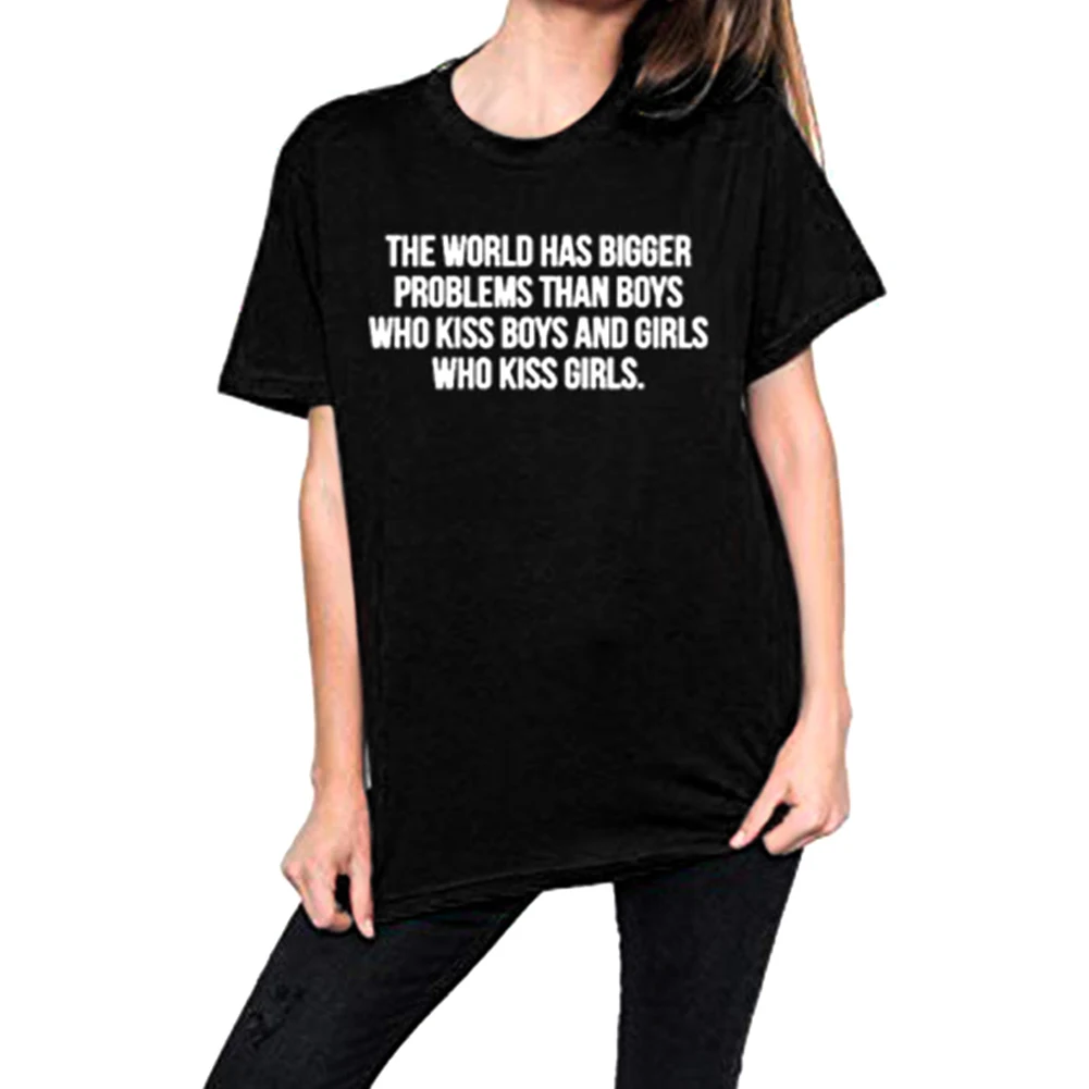 

Women Short Sleeves Tops Words Printed O Neck T-shirt for Summer -MX8