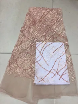 

French Net Lace Fabric 2018 High quality African Tulle Lace Fabrics With Sequins Nice Embroidery Sequins Fabric X4