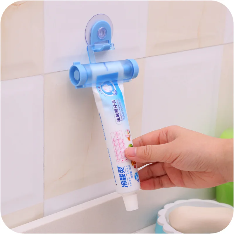 WHISM Plastic Rolling Squeezer Toothpaste Dispenser Tube Partner Sucker Hanging Holder Home Bathroom Accessories