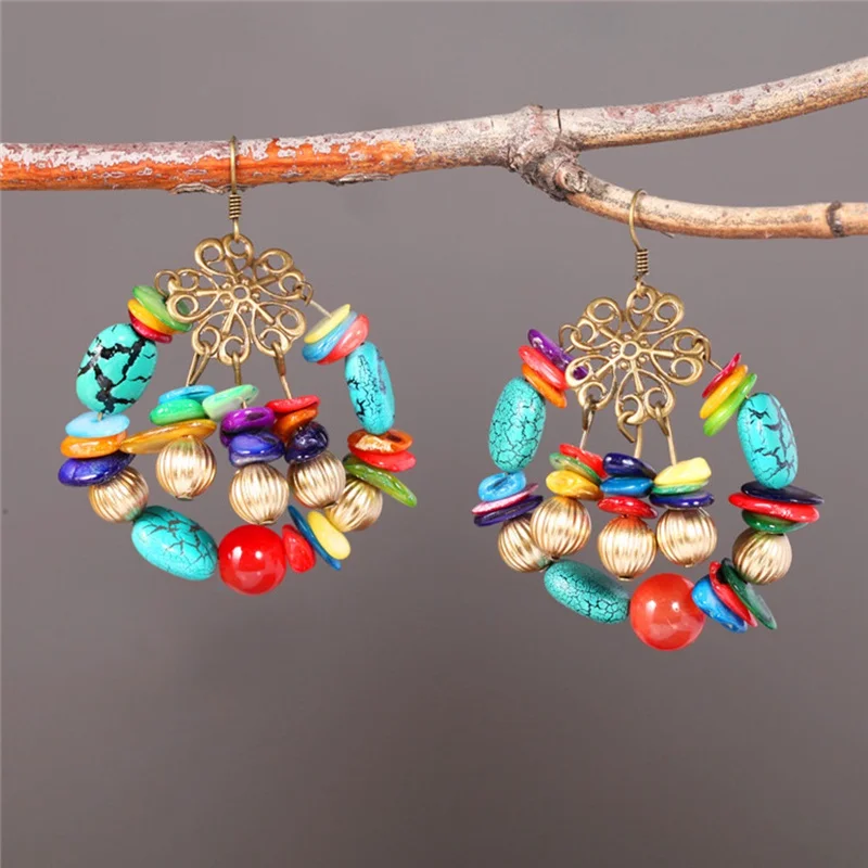 

2018 Bohemia Statement Drop Earrings Fashion Boho Turkish Vintage Ethnic Jewelry Party Gifts New Party Bijoux Earrings For Women