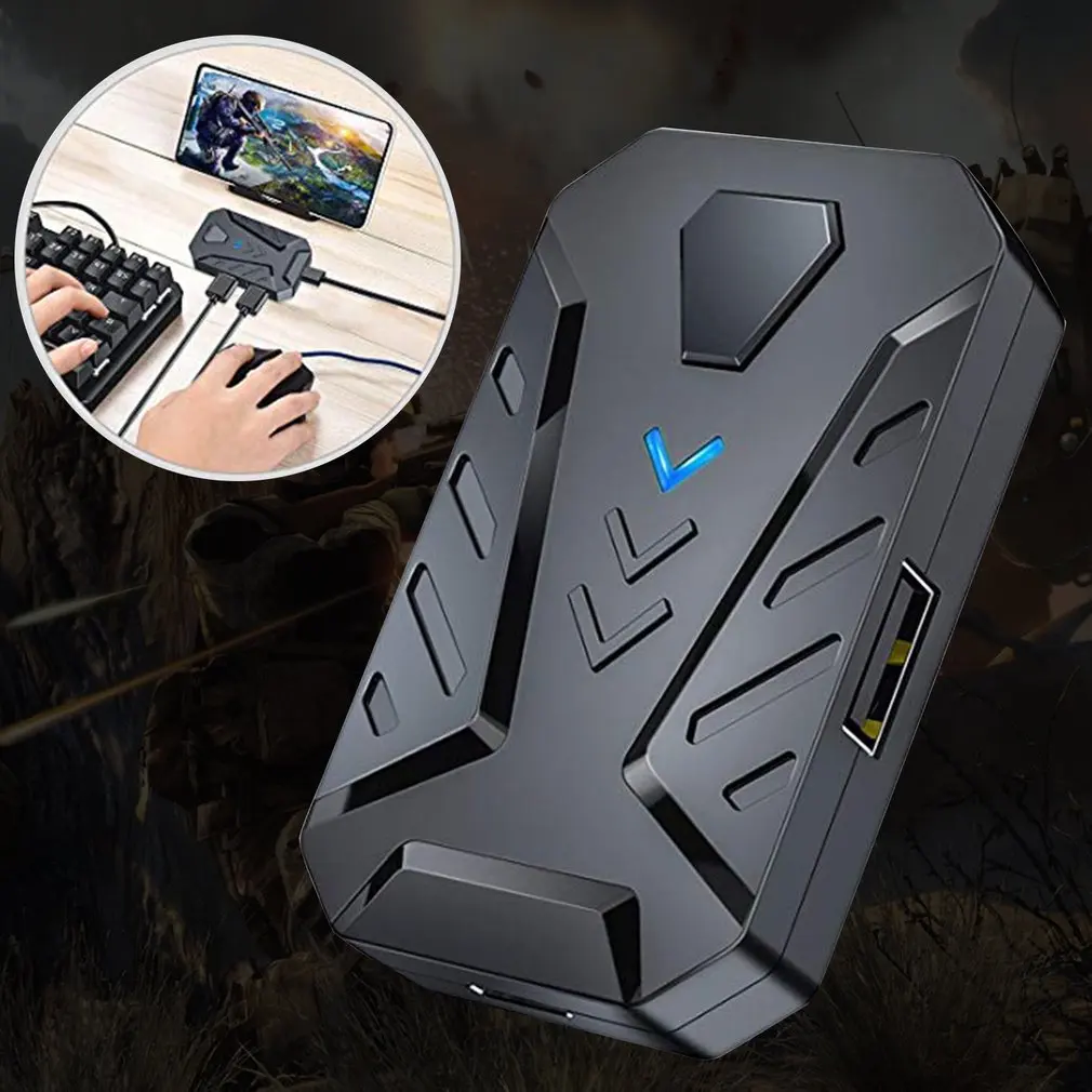  Bluetooth BattleDock Keyboard Mouse Converter PUBG Phone Game Controller Dual USB Ports with Phone 