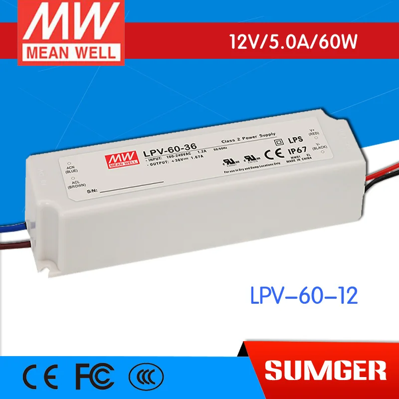 

[super] MEAN WELL original LPV-60-12 12V 5A meanwell LPV-60 12V 60W Single Output LED Switching Power Supply