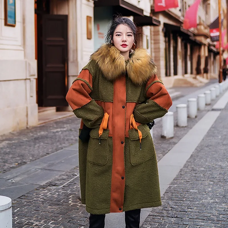 En Vert Designer Fourrure Renard Haut De Faux Manteau Armée Hiver Couture Peluche Automne Vintage Gamme Haute 2018 D'origine Patchwork ngq4YEwx0