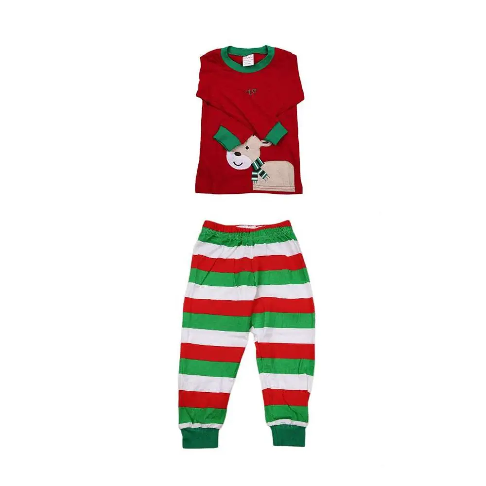 Новая модная хлопчатобумажная одежда с длинными рукавами для сна с оленем для мальчиков и девочек на Рождество 3 цвета комплект из штанов и рубашки от 1 до 7 лет - Цвет: 1
