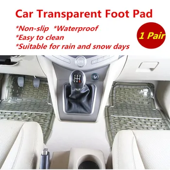 

1Pair Car 3D Transparent Foot Mat Pad Thick Non-slip PVC Soft Rubber Waterproof Driver Stepping Mat Rain And Snow Days Apply