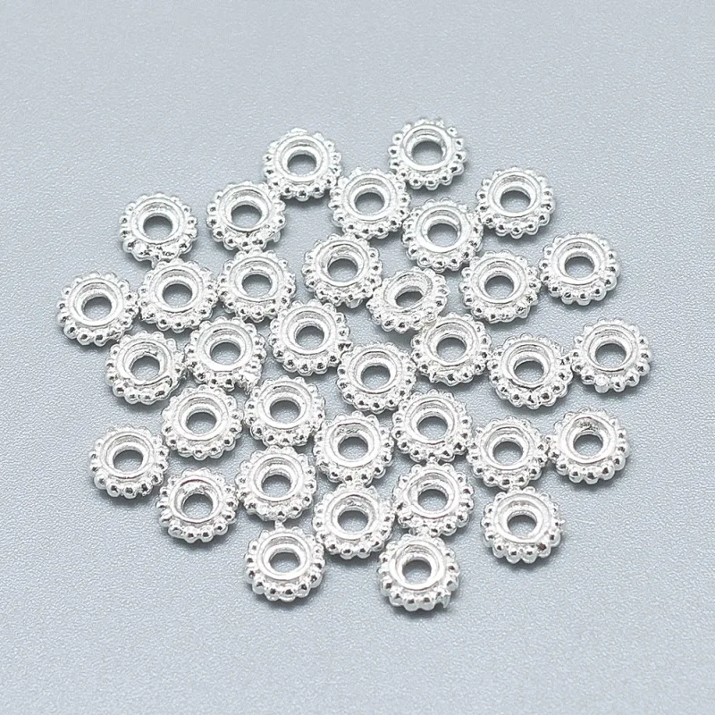 silver flat beads