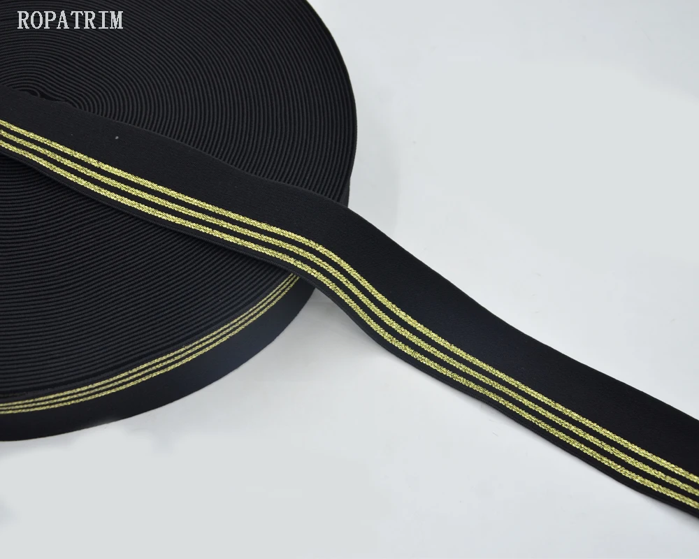 

Free Shipping 2yards 4cm Width Shinny Gold/ Silver Stripe Elastic Band Sewing Webbing For Garment Accessories DIY Decoration