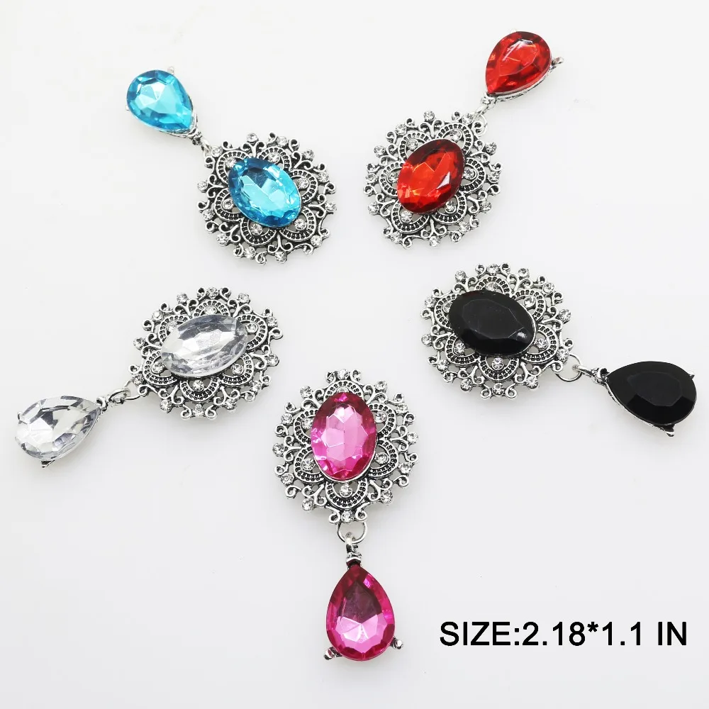 

Fashion 5pcs Gun Black Rhinestone Button Wedding Wine Glass Decoration Flat Back Clothing Metal Brooch DIY Crafts Accessories