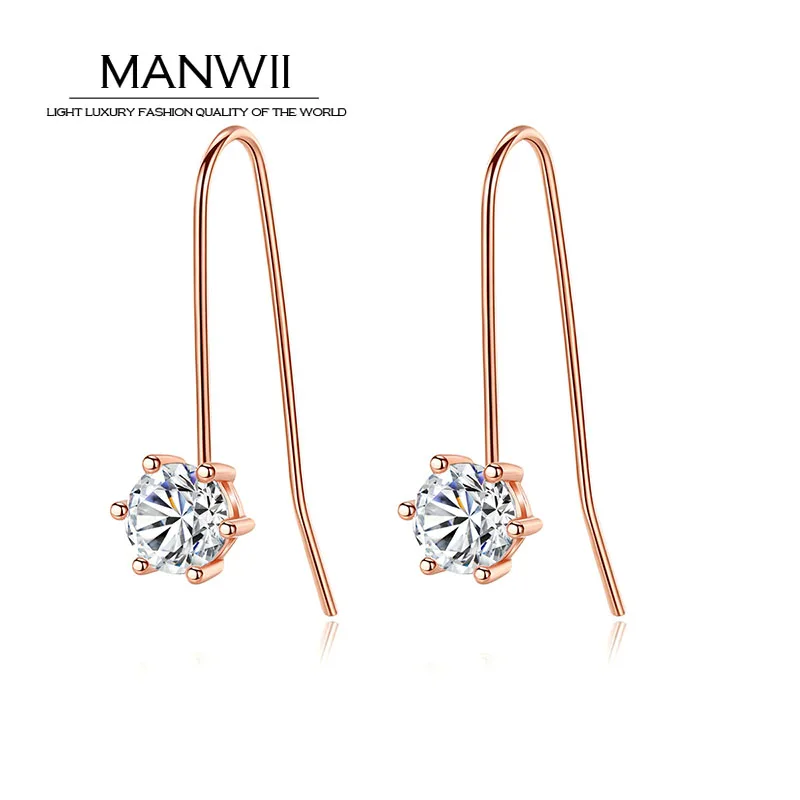 Manwii S925 серебряные серьги для женщин цвета розового золота шесть коготь циркония