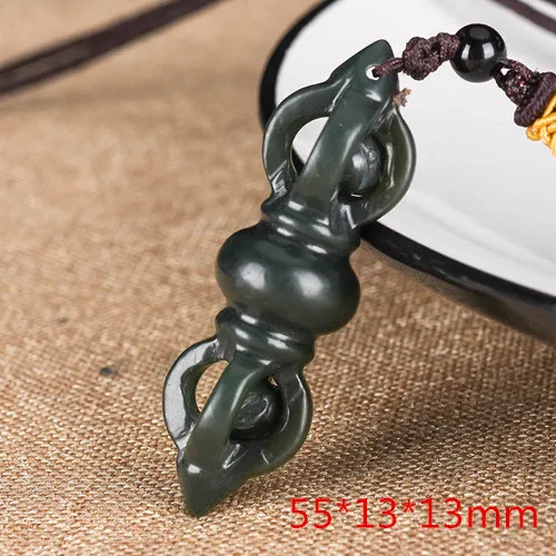 Дропшиппинг, ожерелье с подвеской из нефрита Синьцзян, хетиан, нефрит, JinGangChu, счастливый амулет, ожерелье с цепочкой для мужчин и женщин, подарок - Цвет камня: 55mm13mm13mm