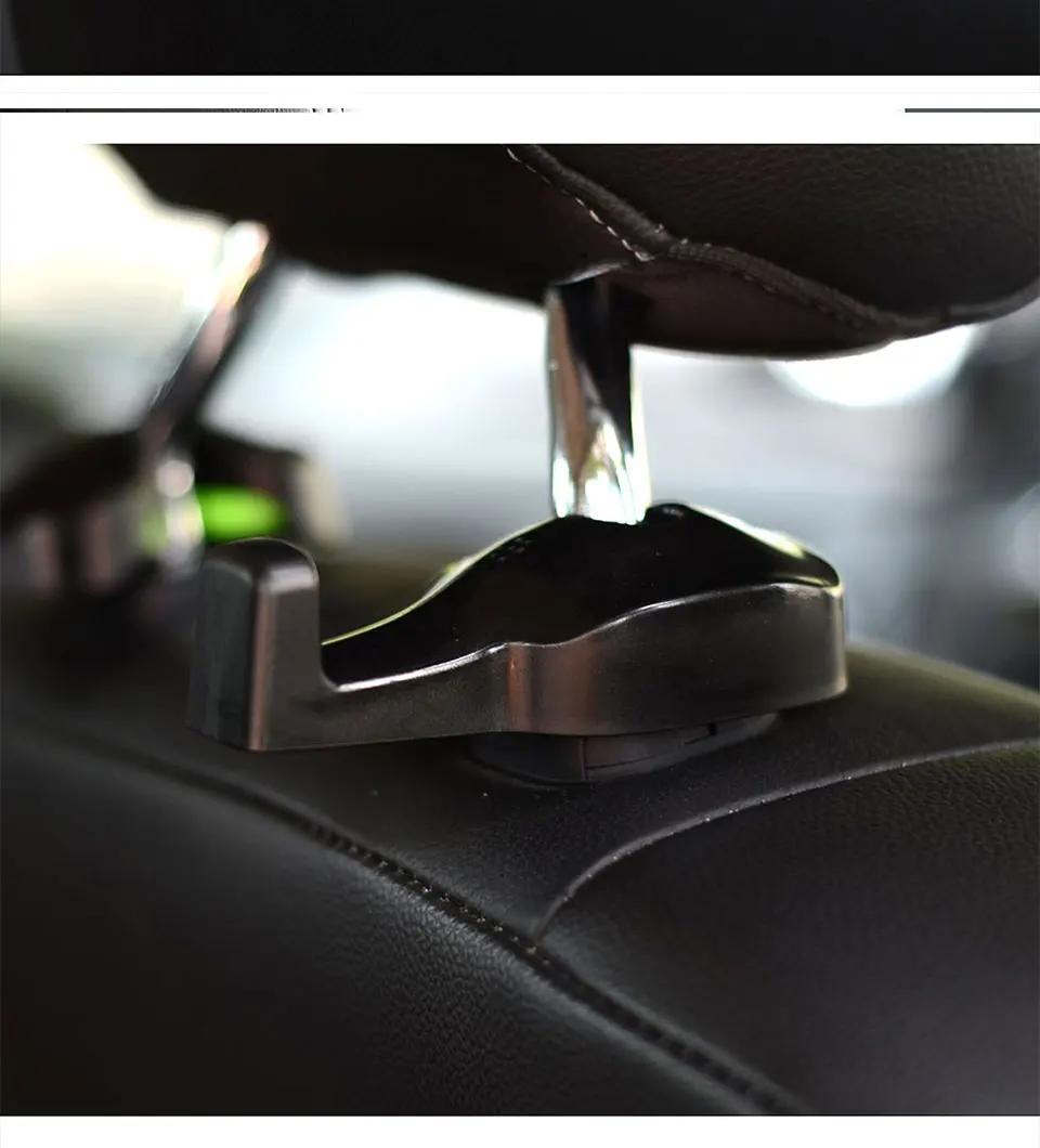 2pcs Car Seat Seat Headrest Hanger Hooks for Hanging Cloth Bags Universal Auto Organizer Car Back Seat Mount Hook Holder Clips (12)