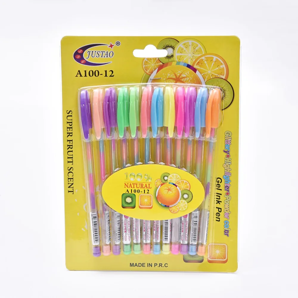 

6/8/12Color Creative Gel Pens Transparent Colour Ink Highlighter Marker Pen Writing School Office Stationery Supplies