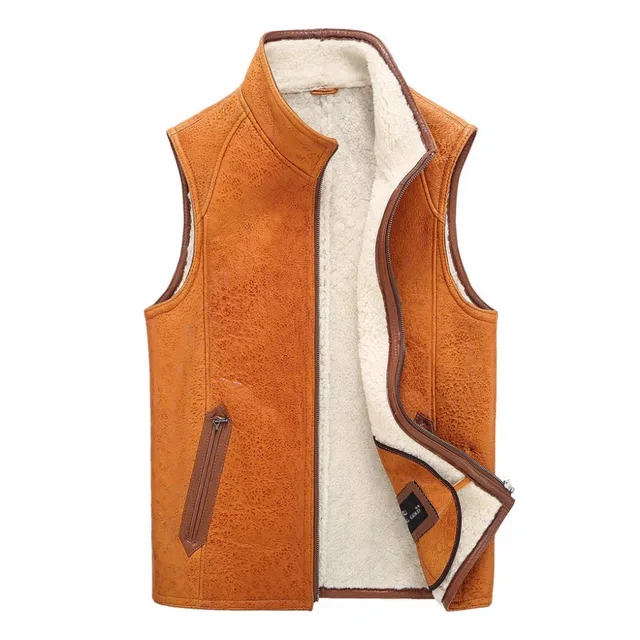 En cuir daim hommes véritable peau de mouton gilet hommes ...