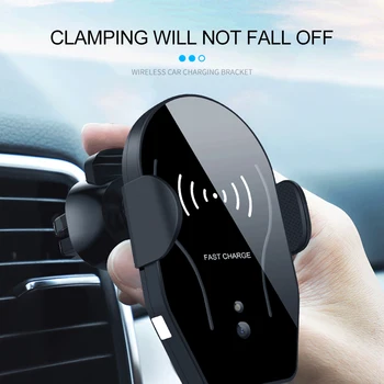 

Universual QI black Fast Car Infrared Sensor Wireless 10W Phone charger car Charging station induction Holder Bracket pad stand