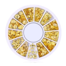 200 шт./упаковка, 3D мини-наклейки для дизайна ногтей, блестящие металлические очаровательные принадлежности для ногтей, модные Diy украшения для ногтей, морские украшения