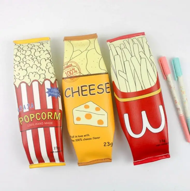 12 pcs/lot Novelty Potato Chips Snacks PU Pencil Case Stationery
