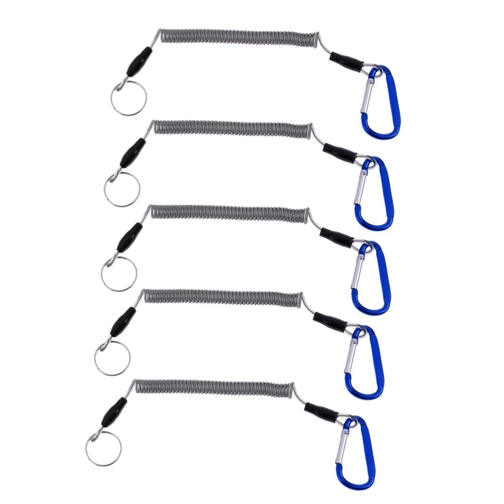 5pcs Pack Fishing Lanyards Boating Fishing Ropes Secure Pliers Lip Grips Camping Carabiner Secure Lock Fish Tools Accessories