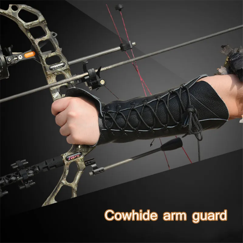 Cowhide Genuine Leather Adjustable archery Arm Guard Protection