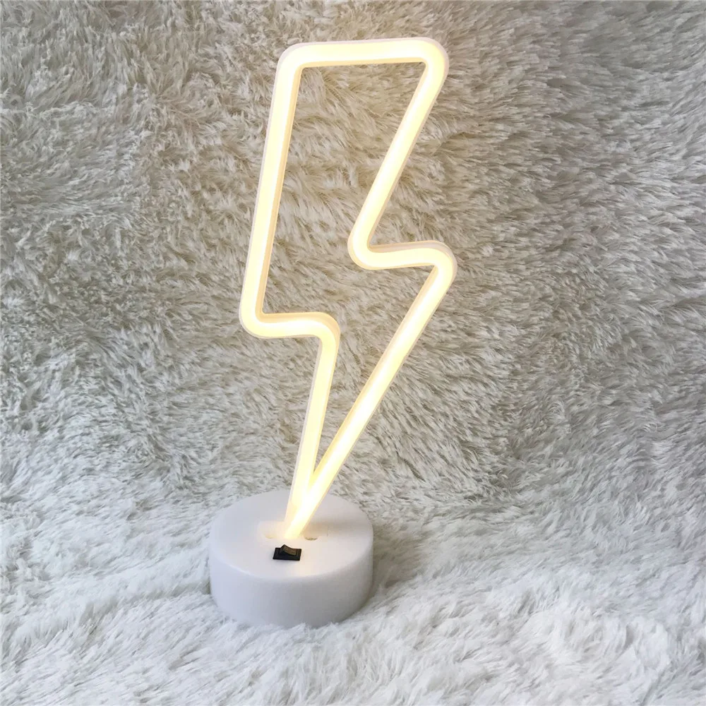 

2019 New Creative Lightning Pattern LED Lights Light White Plastic Love Battery USB Dual-use Models Warm White Leds #X