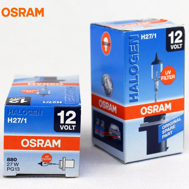 OSRAM 880 H27/1 W 12V 27W 3200K PG13 галогенная оригинальная противотуманная фара стандартное освещение лампы авто лампа УФ-фильтр, 1X