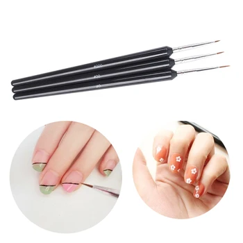 

UV Gel Polish Liner Nail Brushes 3pcs/set Painting French Line Drawing Flowers Manicure Tool Black Handle Nail Art Carving Pen