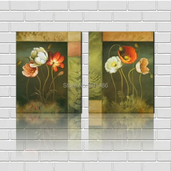 

2 Pieces Vintage Giclee Print Beautiful Poppy Flowers Print Painting For Home Decor