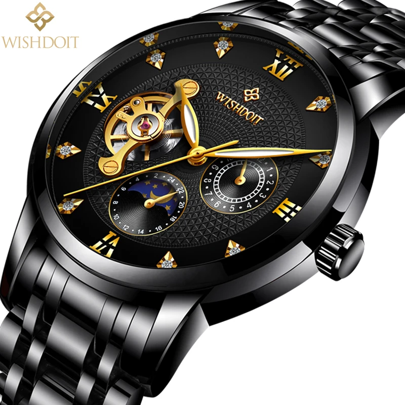 

WISHDOIT Men Mechanical Watches Sport Business Waterproof Casual Fashion Steel Mens Watch Military Male Clock Top Luxury Brand