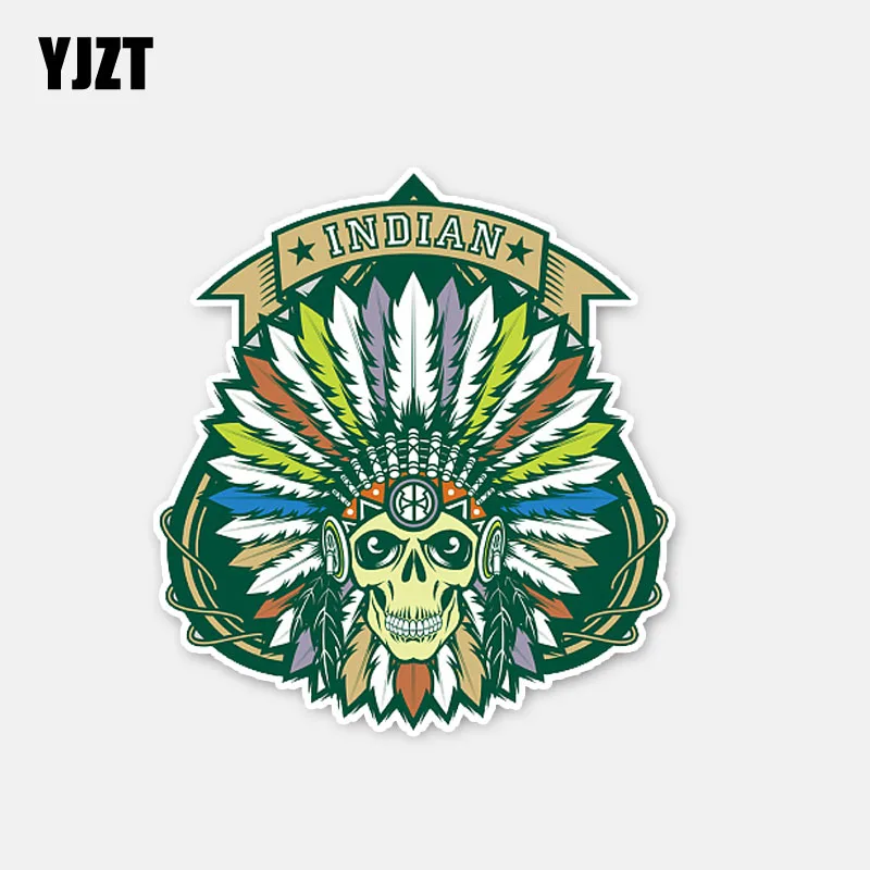 

YJZT 8.7CM*9.5CM Cartoon Indian Skull Head Body Motorcycle Helmet Car Sticker Decal Accessories 6-2987