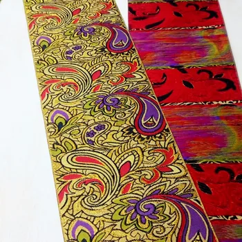 

10cm 4' Diy Beautiful Filigree Gold Purple Red Paisley Floral Curtain Laciness National Jacquard Embroidery Woven Webbing Ribbon