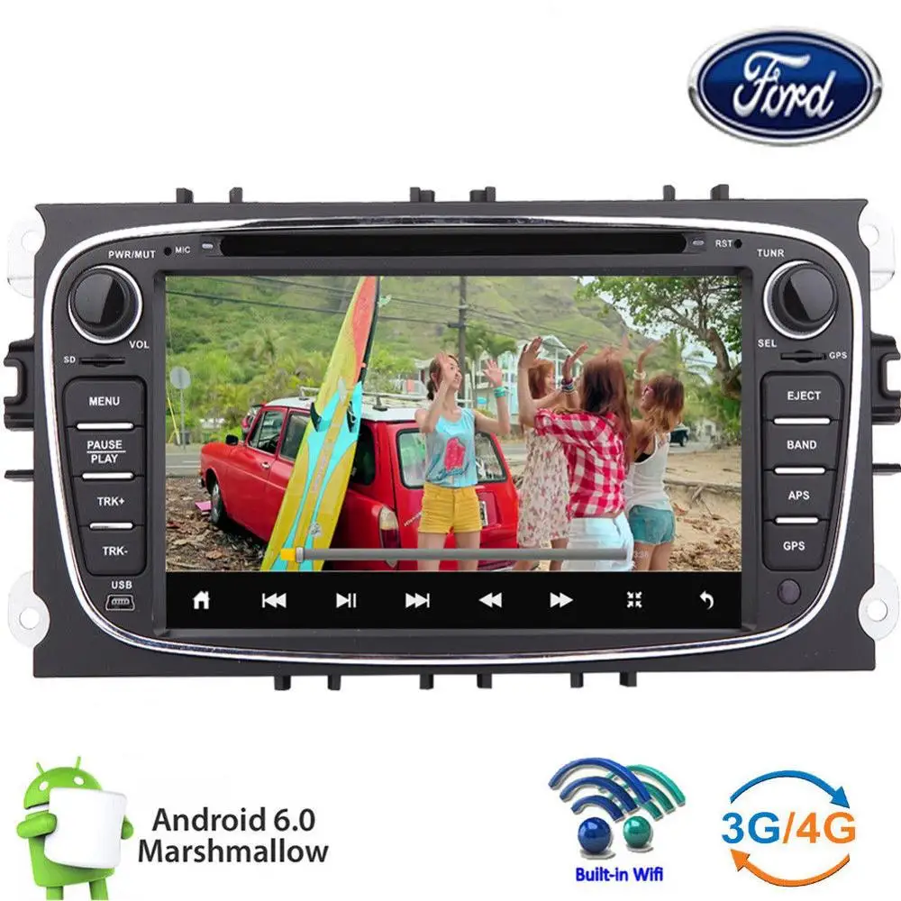 Top Android 6.0 Car DVD Player CANBUS GPS Navi Radio BT OBD2 for Ford Mondeo Focus 1