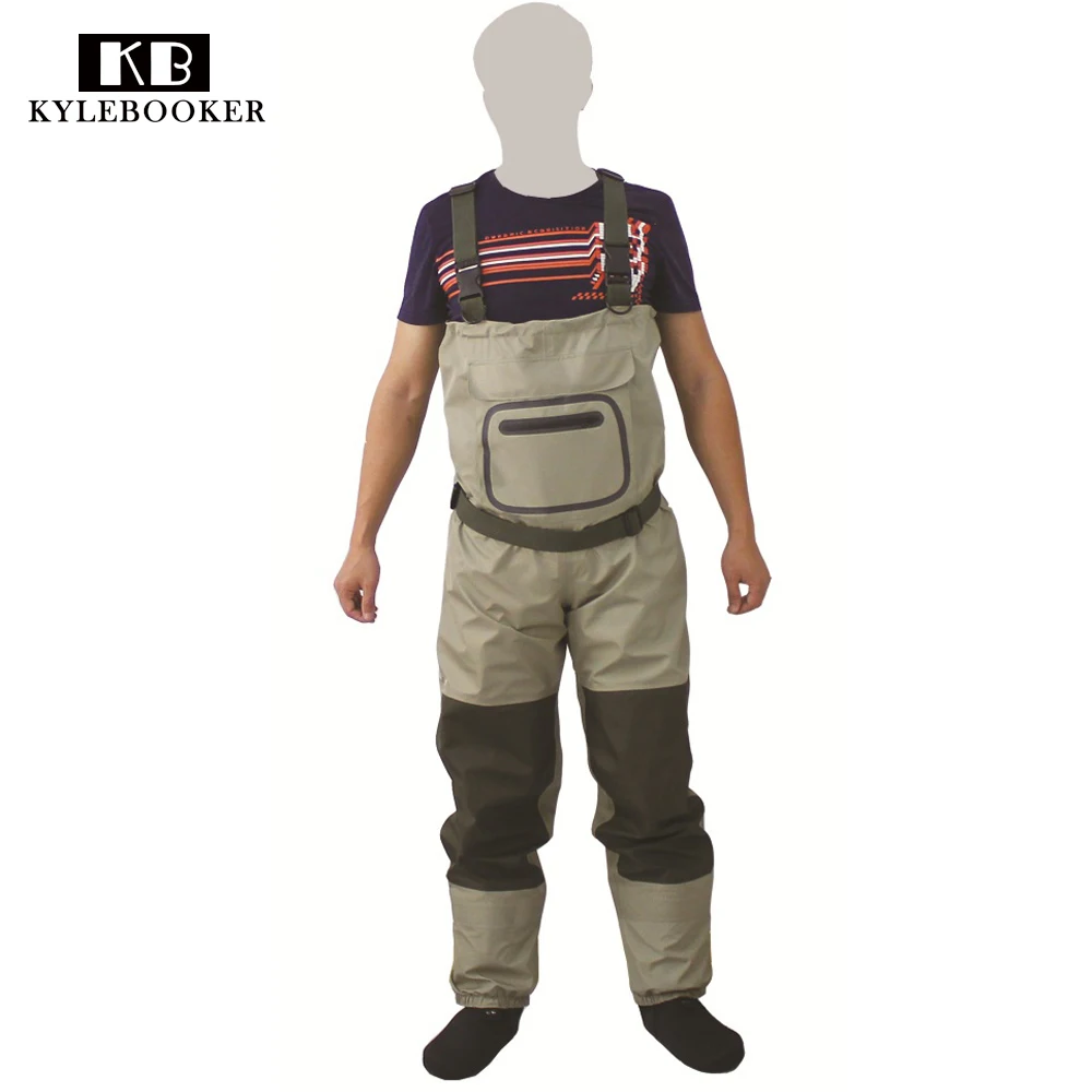 2017 New Fly Fishing Stocking Foot Chest Waders Affordable Breathable Waterproof Chest Wader KB002