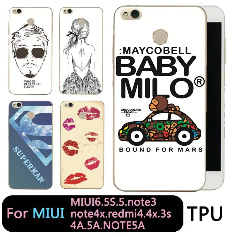 QMSWEI Clear Phone Case For Mi 6 5 5s note3 Redmi note4x 4x 3s 5a 4a note5a Superman Deer Printed Protective Soft Cover |