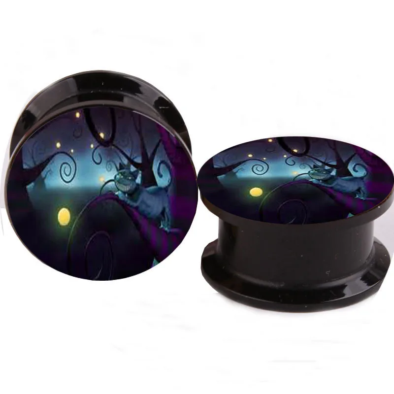 PAIR of Alice in Wonderland Cheshire Cat Cartoon Design Acrylic Ear