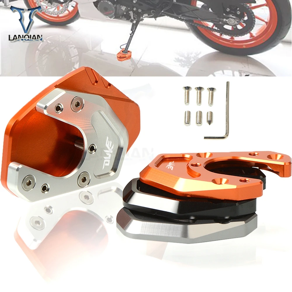 

For KTM 125 DUKE 200 390 690 Duke LOGO Motorcycle Accessories CNC Kickstand Foot Side Stand Support Plate Pad Enlarge Extension