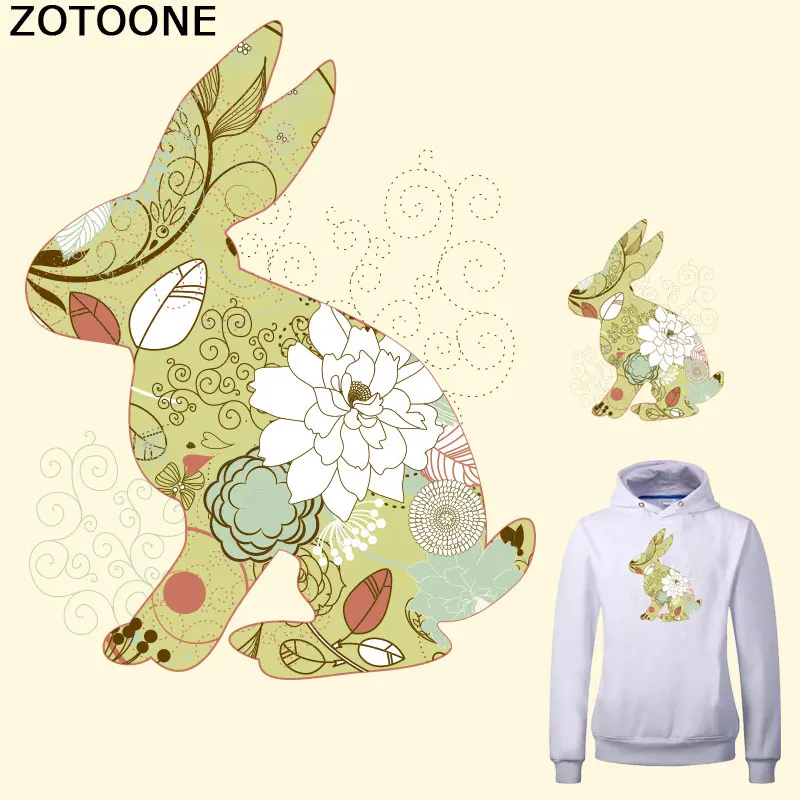 

ZOTOONE Cute Easter Rabbit 11.5*14.9CM Iron on Patches for Clothes DIY T-shirt Jacket Hoodie Grade-A Thermal Transfer Stickers C