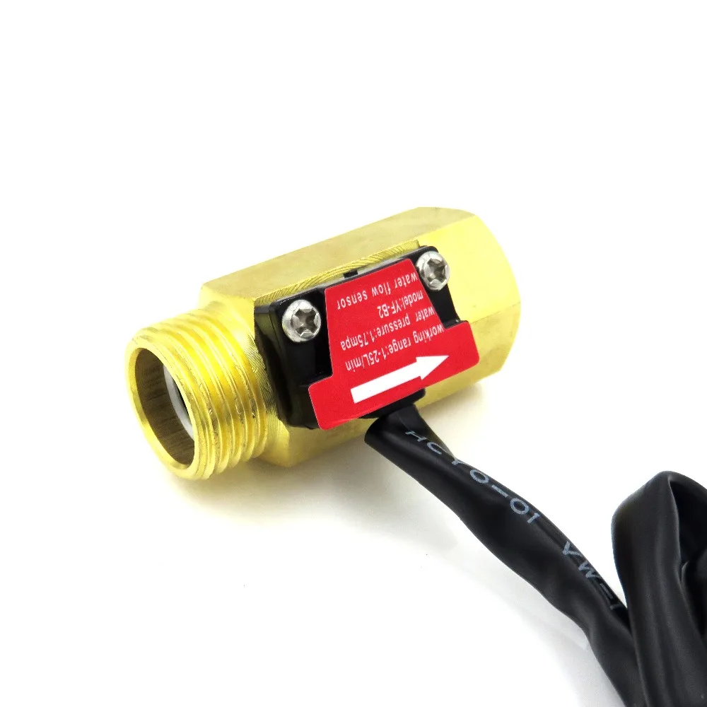 YF-B2 G1/2" DN15 Pure Brass Water Flow Sensor Hall Flow Rate Counter Indicator 1-25L/min