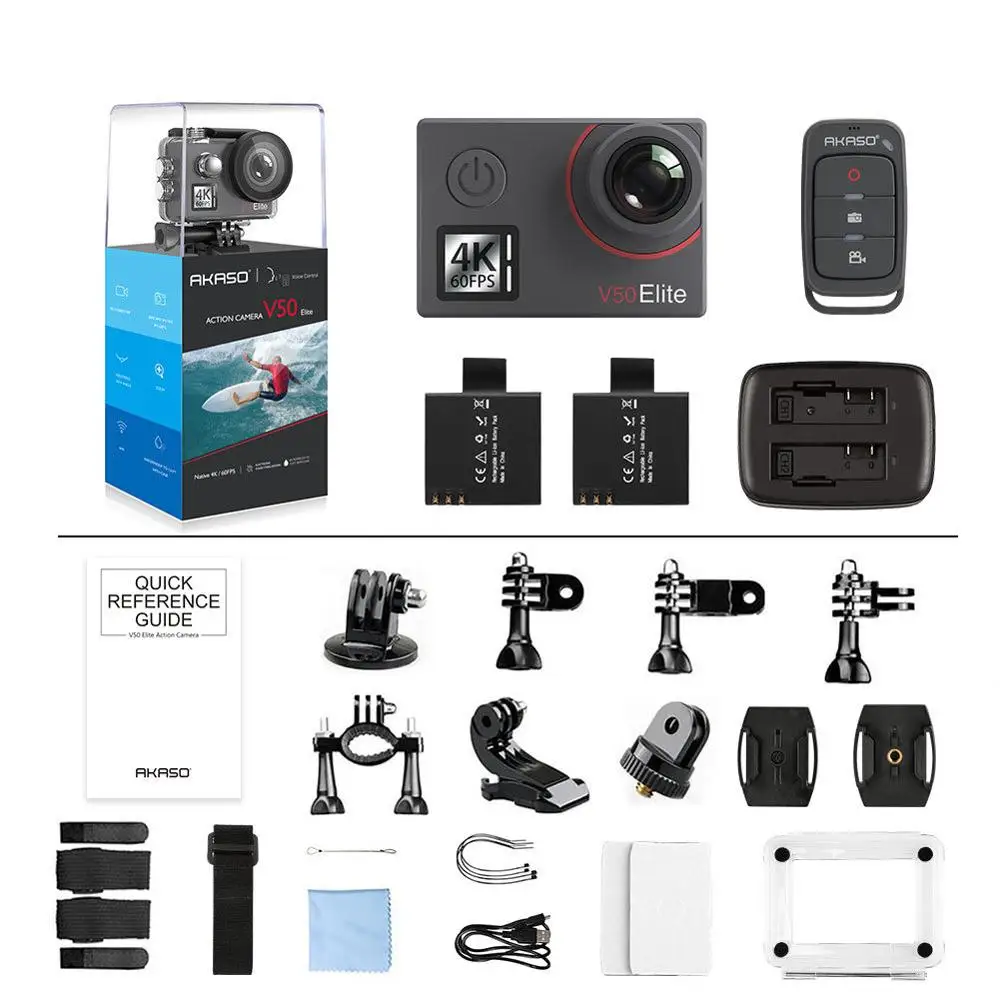 AKASO V50 Elite 4K/60fps сенсорный экран Wi Fi экшн камера Голосовое управление EIS 40 м