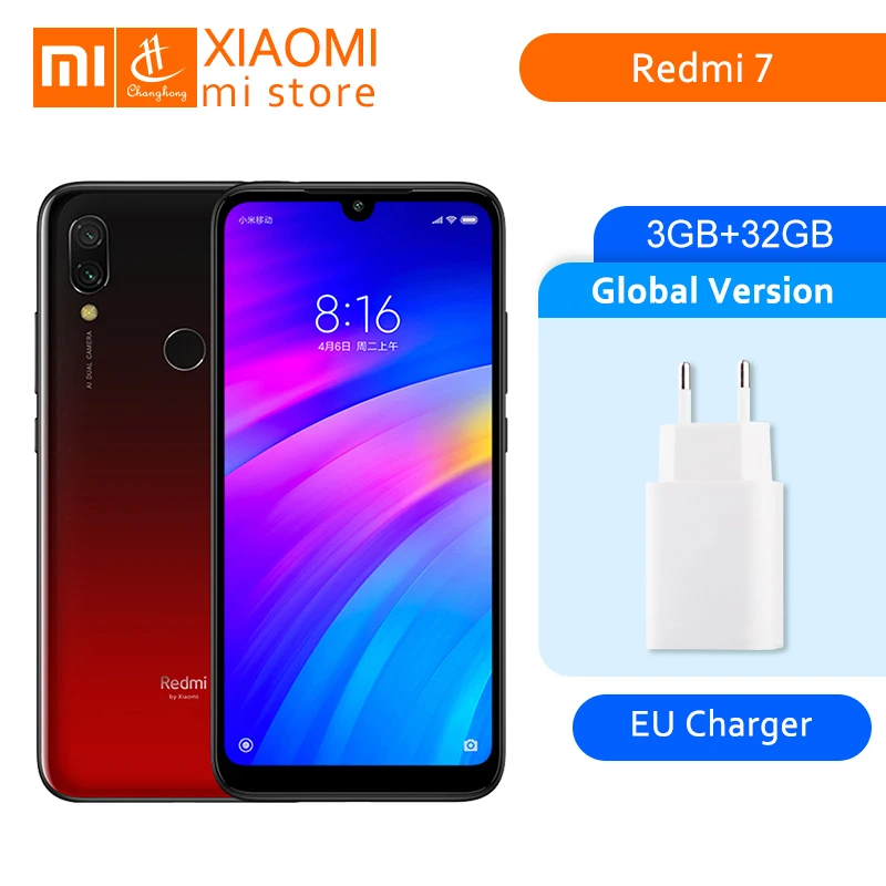 

Global Version Xiaomi Redmi 7 3GB 64GB Mobile Phone Snapdragon 632 Octa Core 4000mAh AI Face Unlock 6.26" 12MP+2MP Dual Cameras