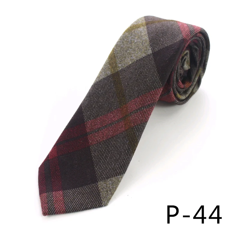Модный мужской шерстяной хлопковый Полосатый Узкий галстук 6 см, Узкий Тонкий галстук для мужчин, повседневные Свадебные деловые галстуки gravatas - Color: P-44