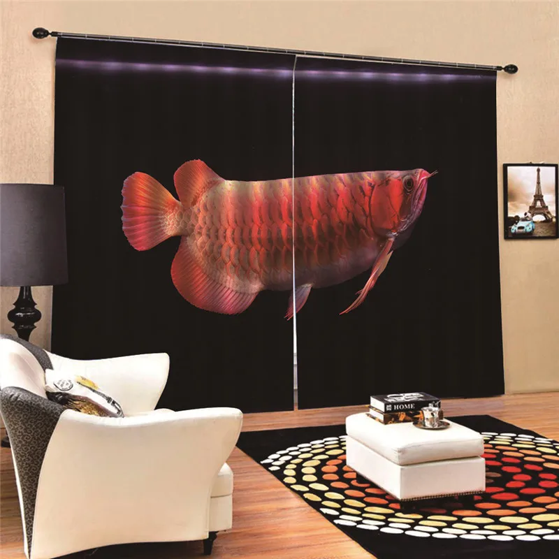 Современные затемненные шторы с 3D цифровой печатью золотой рыбки для гостиной, спальни, оконные шторы, домашний декор, Draps AP19