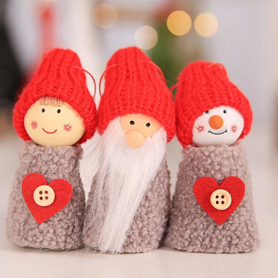 3pcs/lot Santa Claus Tree Hanging Ornaments Christmas Decorations For Home Christmas Tree Decoration New Year Xmas Gift For KidD - Цвет: Red clothes