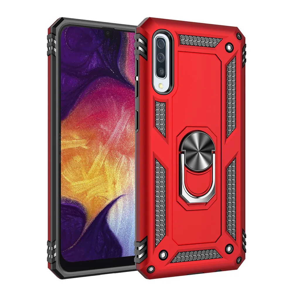 

for Samsung A50 Case Rugged Armor Silicone Bumper Shock Proof Hard Cover Case for Samsung Galaxy A50 чехол Ring Holder